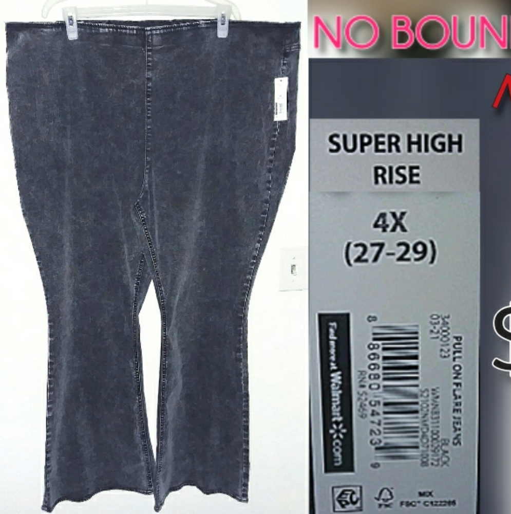Junior Plus Acid Wash Flair Jeans